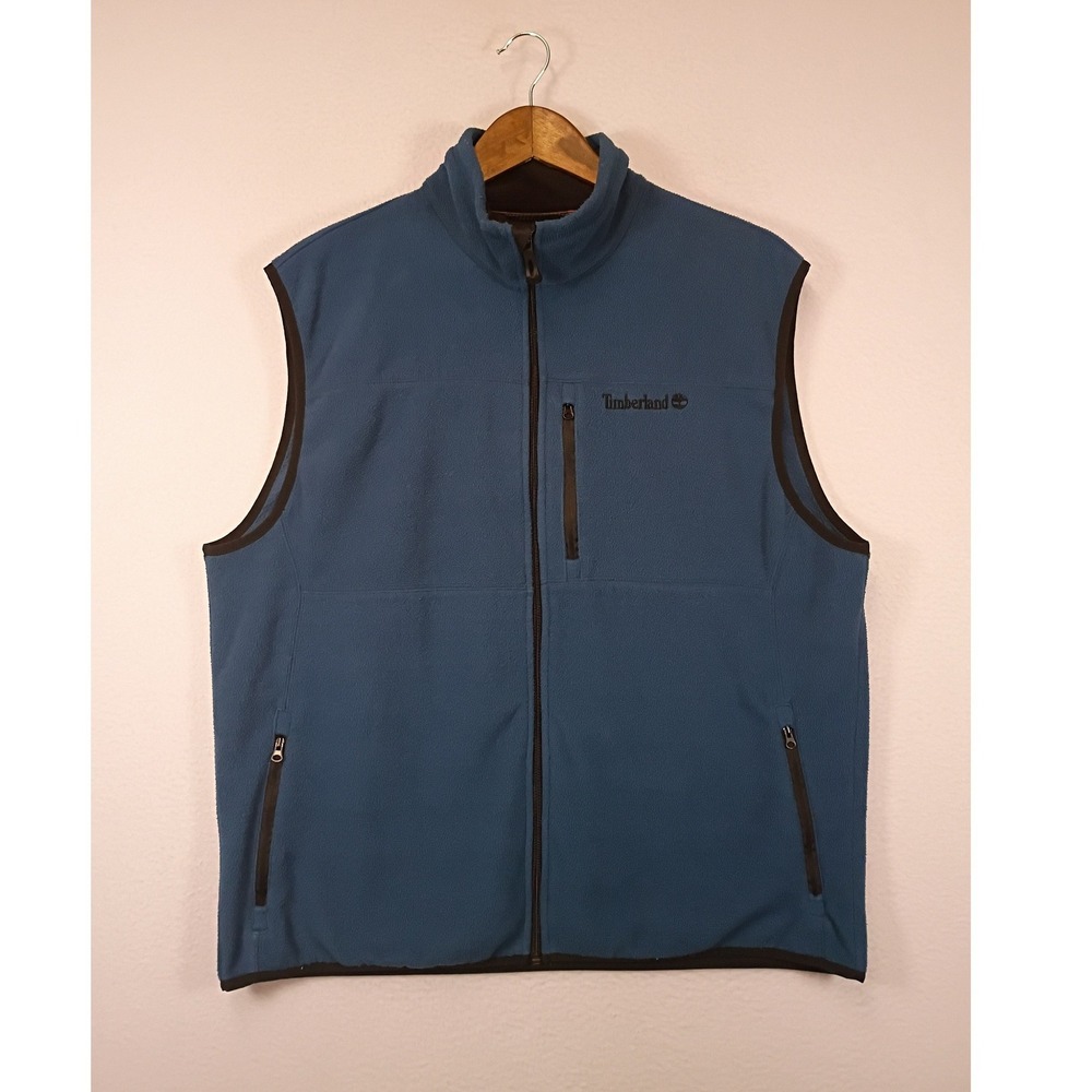 Gorpcore Timberland Mens Large Blue Fleece‎ Full Zip Outdoor Pocket Vest L